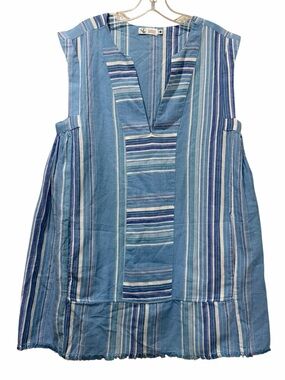 Carve Small 100% Organic Cotton Zuma Beach Coverup Dress Blue Stripe NWT B8